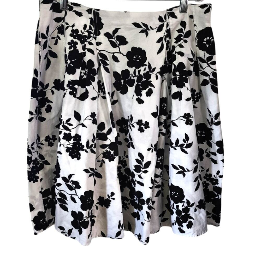 Grace Karin Black White Floral Knee Length Skirt Plus Size XXL